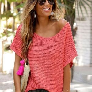 Women’s boatneck salmon lascana summer sweater sz 12/14